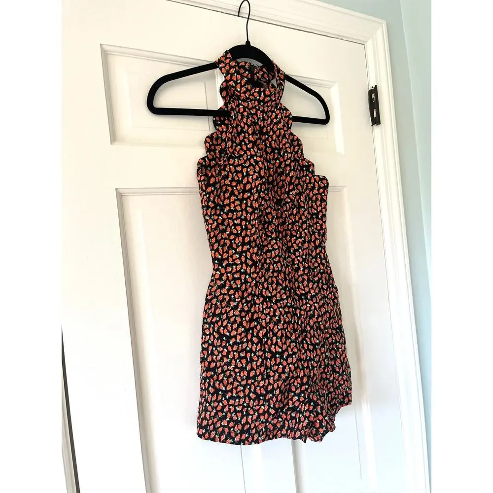 By Anthropologie Strawberry Scallop Halter Magic Fabric Romper US 0 UK 4 🍓 - Picture 3 of 10